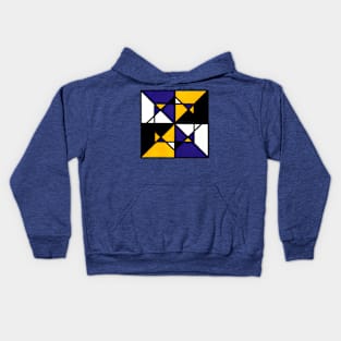 Purple Yellow Black White Geometric Abstract Acrylic Painting Kids Hoodie